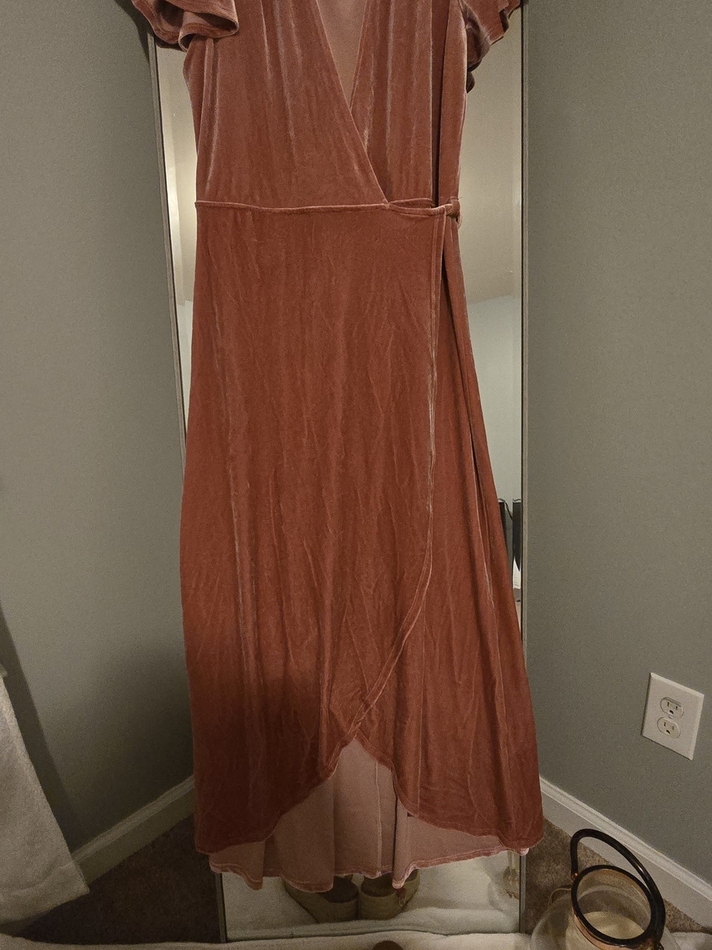 Baltic Born Andi Ribbed Velvet Wrap Dress - [Color, e.g., Spice]Size M.